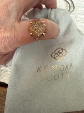 Kendra Scott Rose Gold Sparkle Druzy Hex Ring